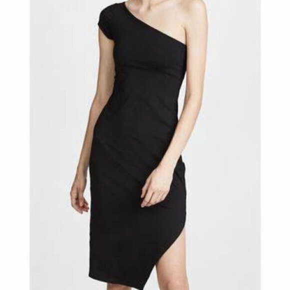 NWT Susana Monaco Black Asymmetrical One Shouldered Dress - Large - Picture 1 of 10